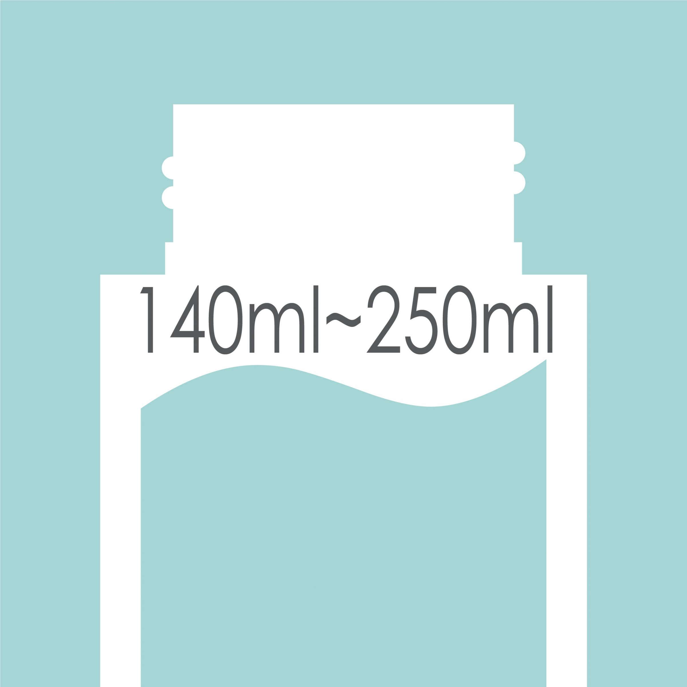 Capacité de 140 ml - 299 ml.