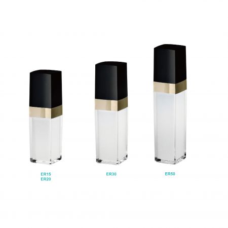 Bouteille cosmétique en acrylique carrée et arquée