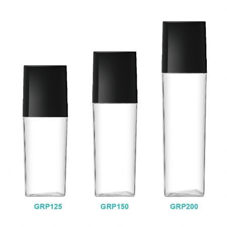 Bouteille cosmétique carrée en PETG.