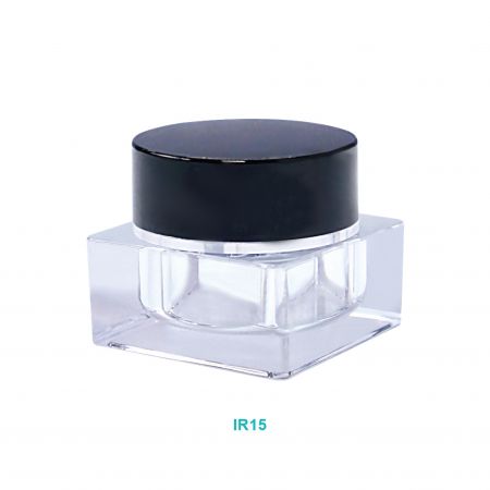 Pot carré de 15 ml en PET/PETG - Pot de crème carré en PET de 15 ml