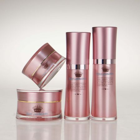 Ensemble de bouteille en plastique avec pompe et pot cosmétique - Ensemble de conteneurs cosmétiques en plastique avec pompe à lotion et pot cosmétique