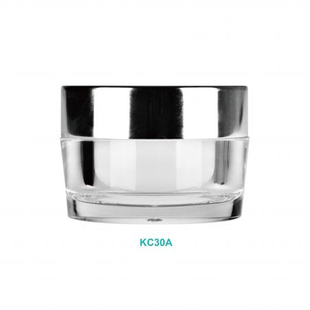 Pot de crème rond en acrylique de 30 ml avec bouchon en aluminium - Pot de crème rond en acrylique de 30 ml avec bouchon en aluminium