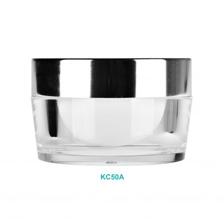 Pot de crème rond en acrylique de 50 ml avec bouchon en aluminium - Pot de crème rond en acrylique de 50 ml avec bouchon en aluminium