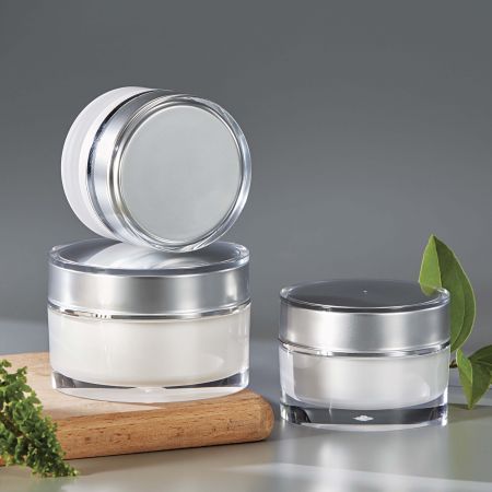 Pot de crème en acrylique - Pot de crème cosmétique en PMMA avec couvercle droit