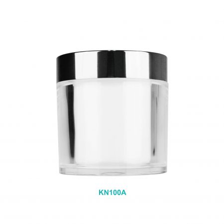 Pot de crème rond en acrylique de 100 ml avec capuchon en aluminium - Pot de crème rond en acrylique de 100 ml avec capuchon en aluminium