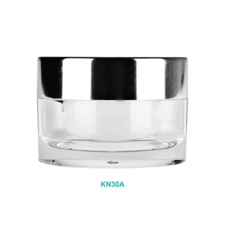Pot de crème rond en acrylique de 30 ml avec capuchon en aluminium - Pot de crème rond en acrylique de 30 ml avec capuchon en aluminium