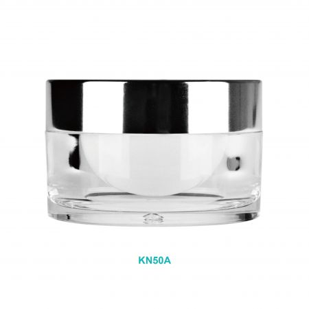 Pot de crème rond en acrylique de 50 ml avec bouchon en aluminium - Pot de crème rond en acrylique de 50 ml avec bouchon en aluminium