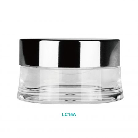 Pot de crème acrylique rond courbé de 15 ml avec bouchon en aluminium - Pot de crème acrylique rond courbé de 15 ml avec bouchon en aluminium