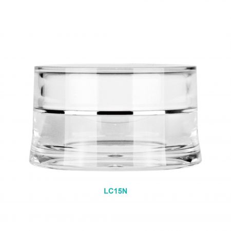 Pot de crème acrylique rond de 15 ml avec courbe / Capuchon droit - Pot de crème acrylique rond de 15 ml avec courbe / Capuchon droit