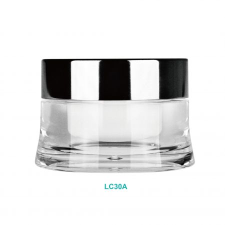 Pot de crème rond en acrylique de 30 ml avec courbe et capuchon en aluminium - Pot de crème rond en acrylique de 30 ml avec courbe et capuchon en aluminium