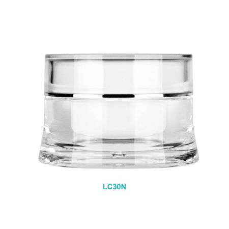 Pot de crème acrylique rond de 30 ml avec courbe / Capuchon droit - Pot de crème acrylique rond de 30 ml avec courbe / Capuchon droit