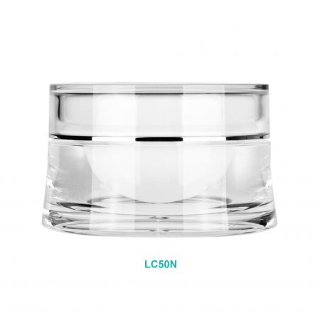 Pot de crème acrylique rond courbé de 50 ml avec capuchon droit - Pot de crème acrylique rond courbé de 50 ml avec capuchon droit