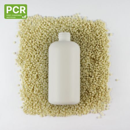 Bouteille Boston en plastique PCR PE - Bouteille de lotion ronde Boston en HDPE