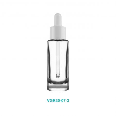 Bouteille en verre cylindrique plate à épaule de 30 ml - Bouteille en verre compte-gouttes blanche de 30 ml