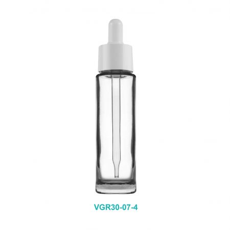 Bouteille compte-gouttes cylindrique en verre de 30 ml à épaule plate - Bouteille en verre cylindrique à épaule plate de 30 ml