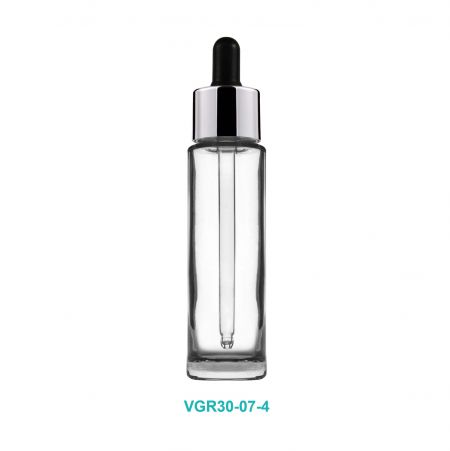Bouteille en verre compte-gouttes de 30 ml en aluminium
